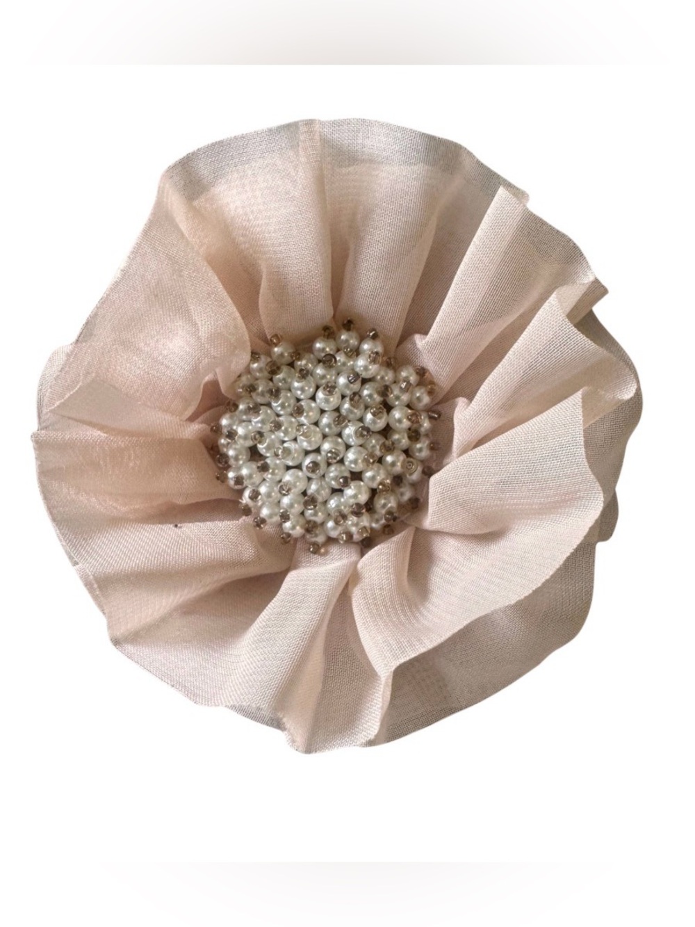 4 inch large pearl and tan Brooch